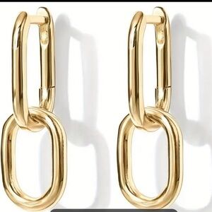 Elegant 18k Gold Finish Stainless Steel Hoop Earrings
